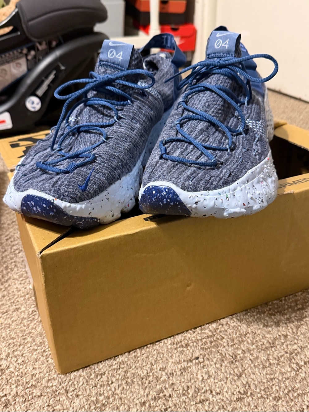 Nike Men’s Gray and Navy Space Hippie 04 Knit Sneakers - Picture 3 of 5